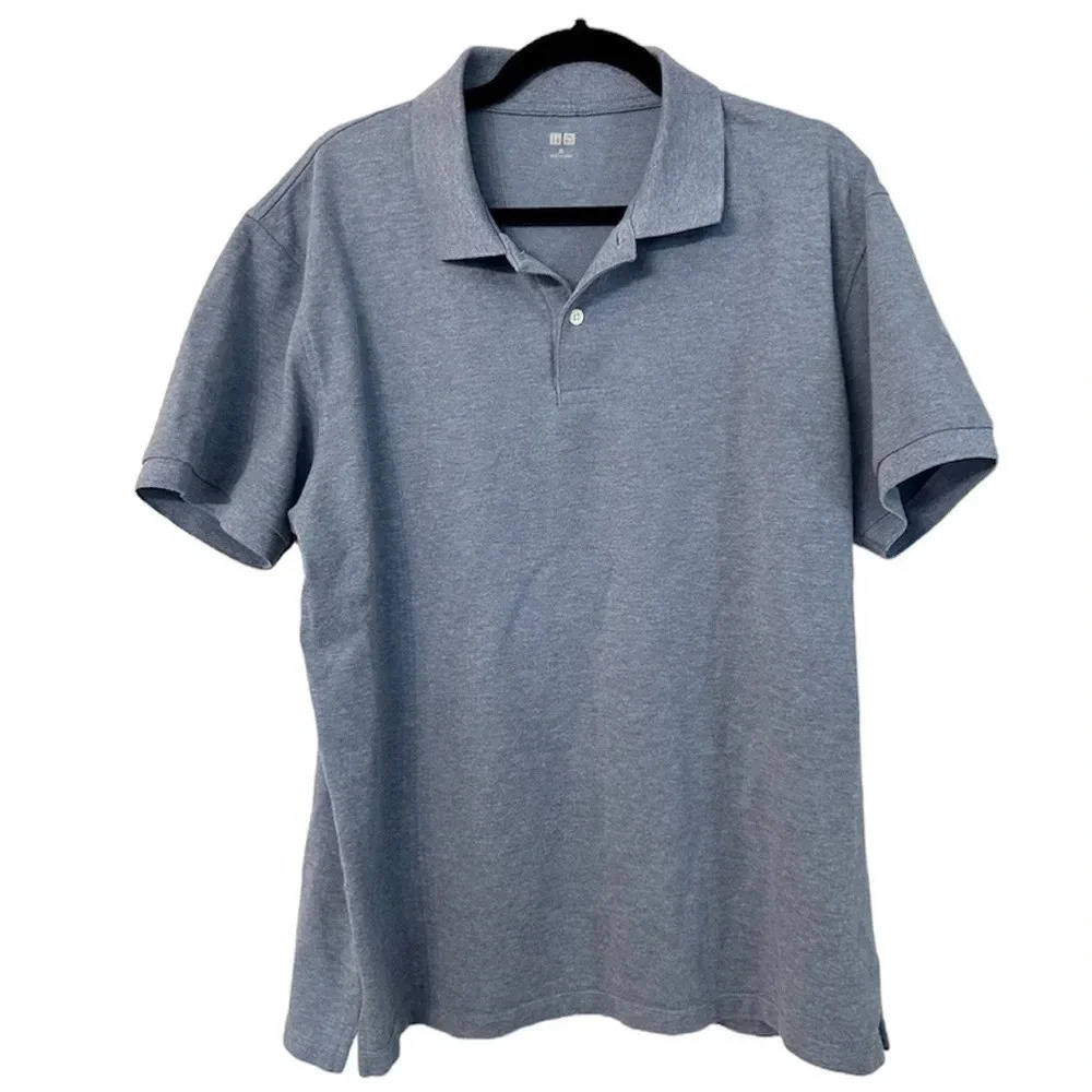 Uniqlo Denim/ Chambray Blue Short Sleeve Men's Polo Size XL GUC